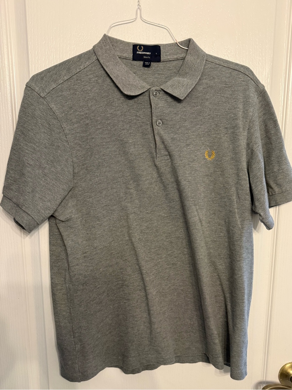 Fred Perry Grey Polo with Gold Laurel Logo